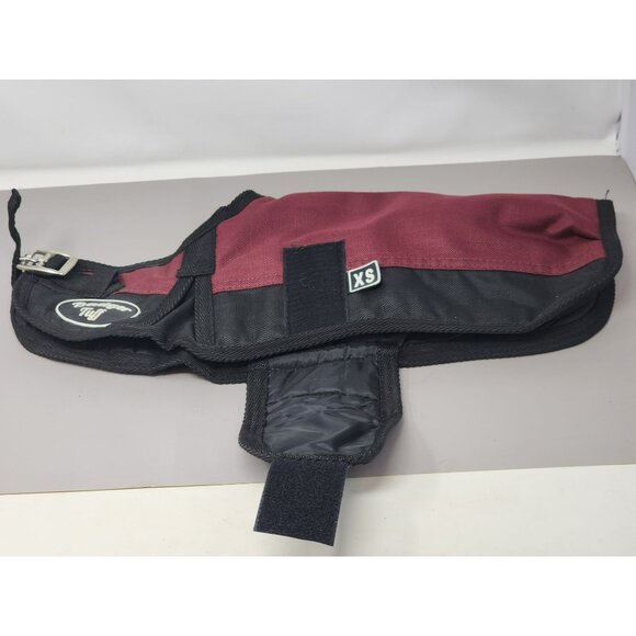 Badger Tuff XS Dog Coat Jacket Burgundy & Black Adjustable Buckle & Belly Strap - Picture 1 of 10